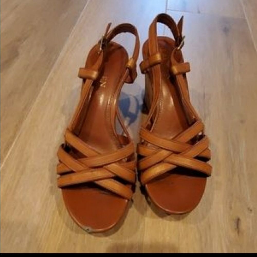Lauren Ralph Lauren Brown Wedge Sandal Siz…